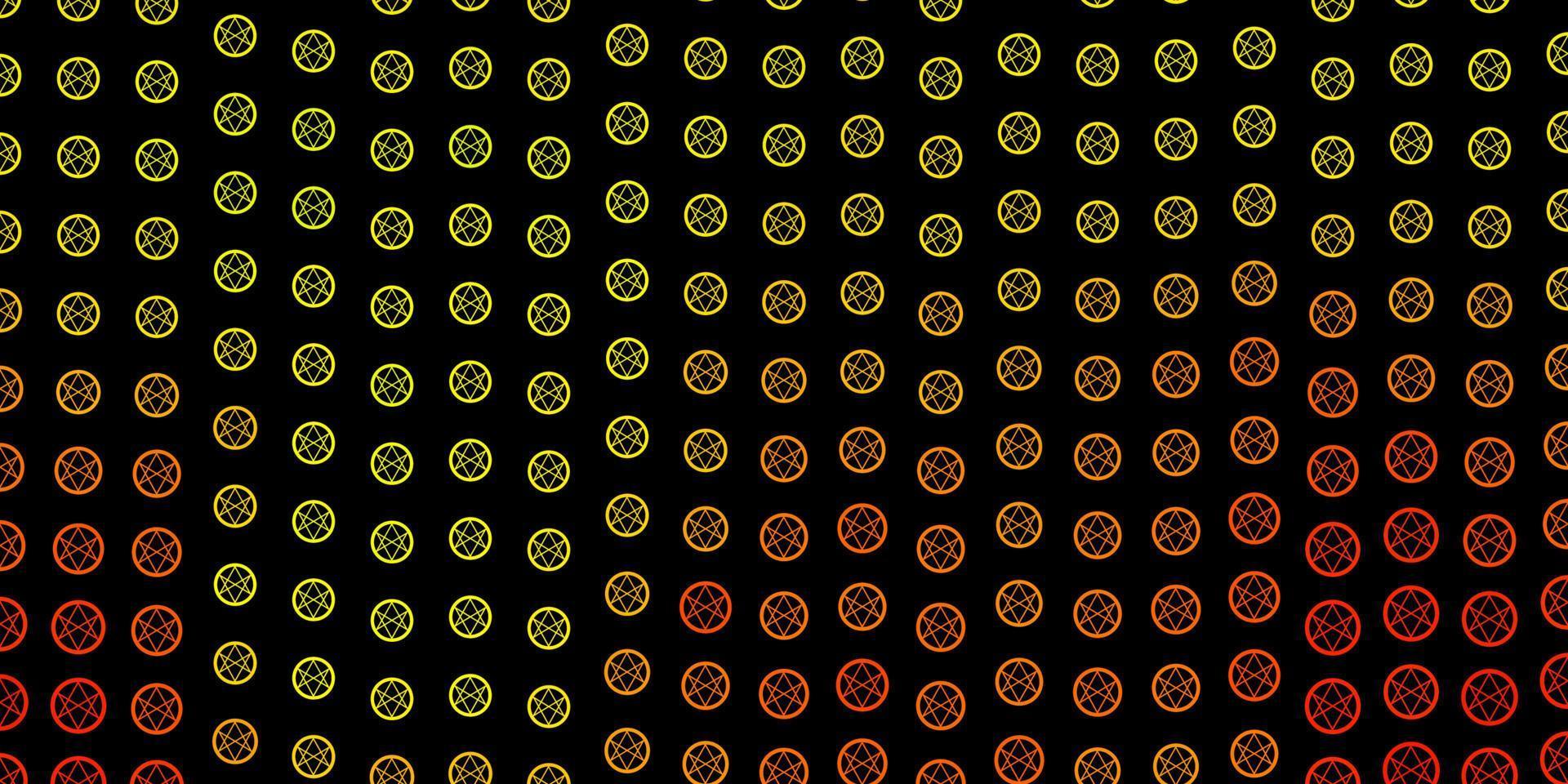 plantilla de vector verde oscuro, amarillo con signos esotéricos.