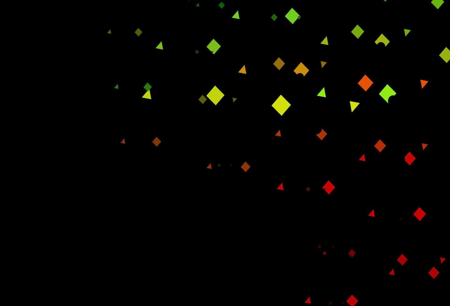 Dark green, red vector background with triangles, circles, cubes.