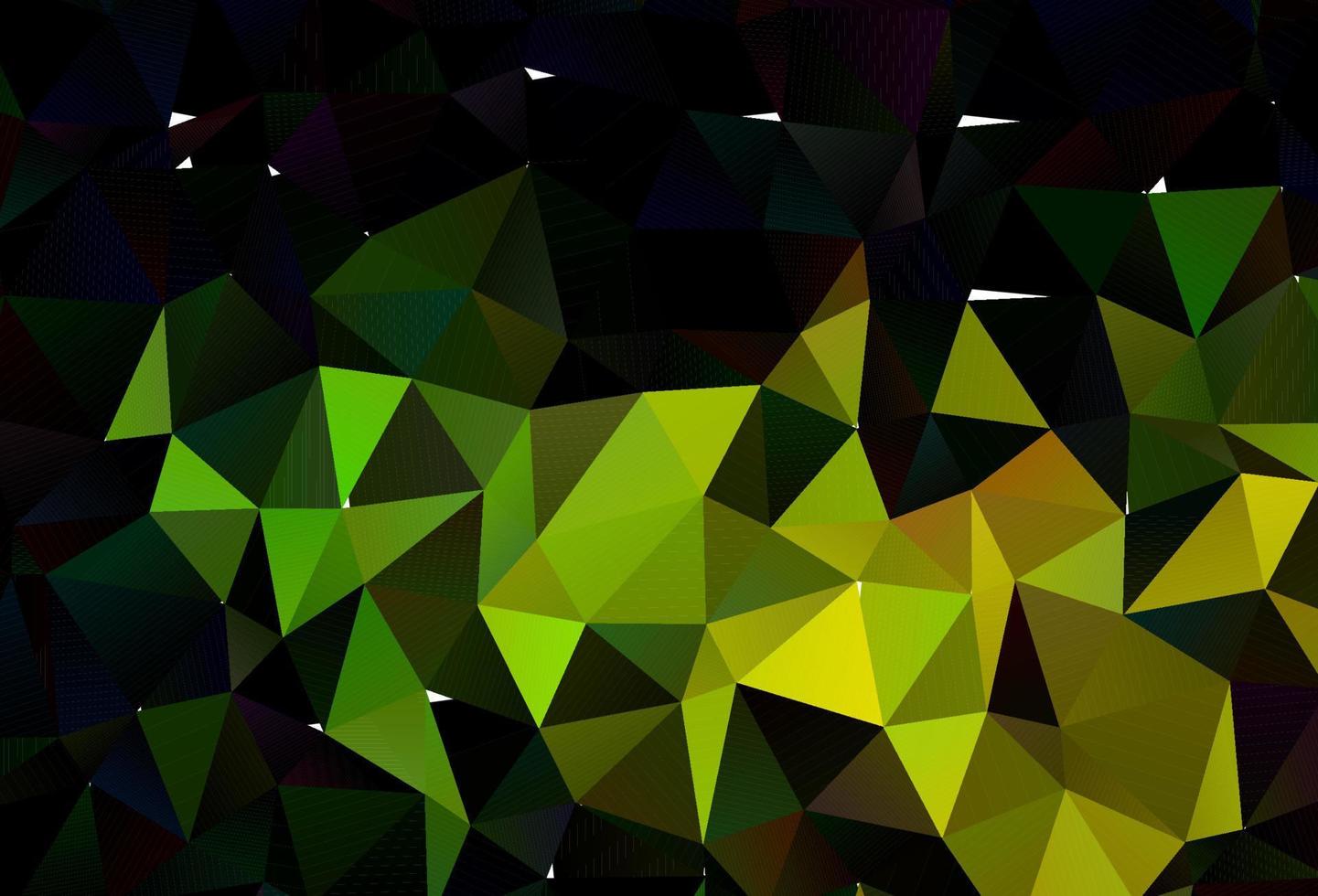 Dark Green, Yellow vector shining triangular background.