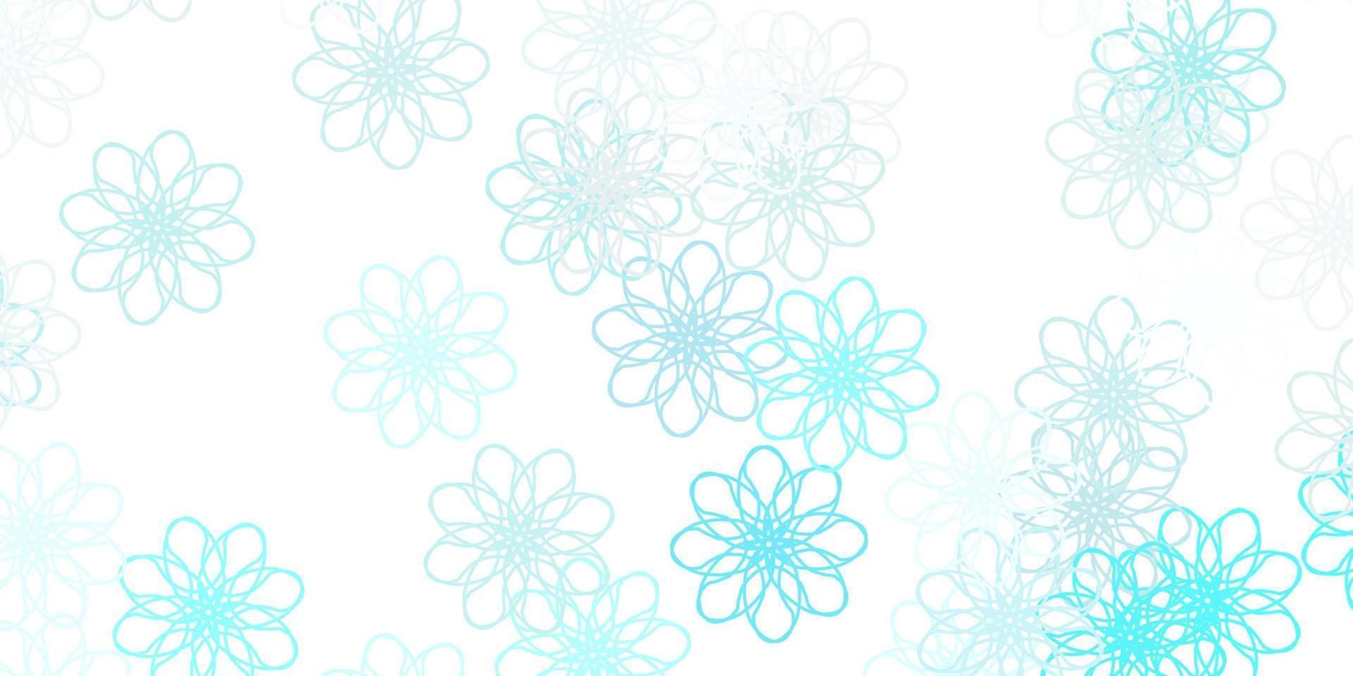 patrón de doodle de vector azul claro con flores.