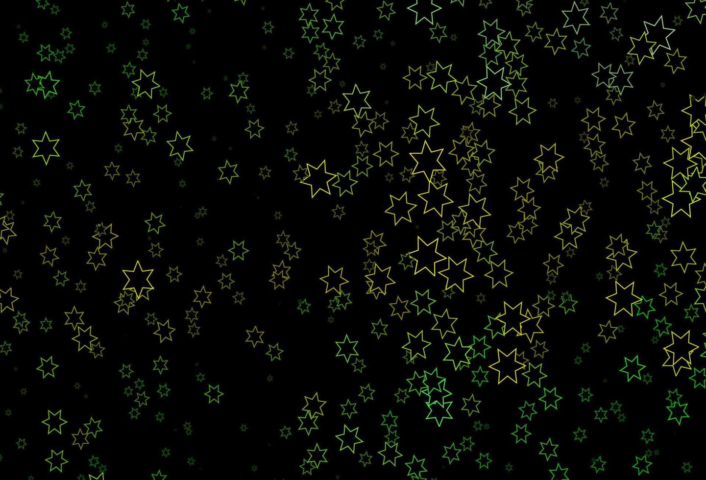 patrón de vector verde oscuro, amarillo con estrellas de Navidad.