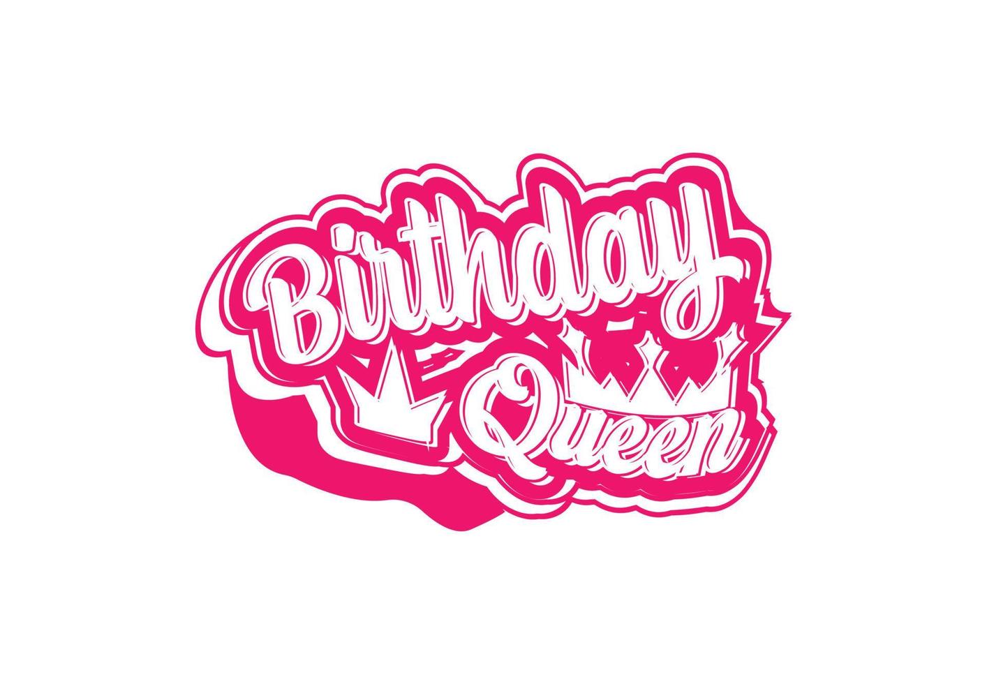 plantilla de diseño de camiseta y pegatina de reina de cumpleaños vector