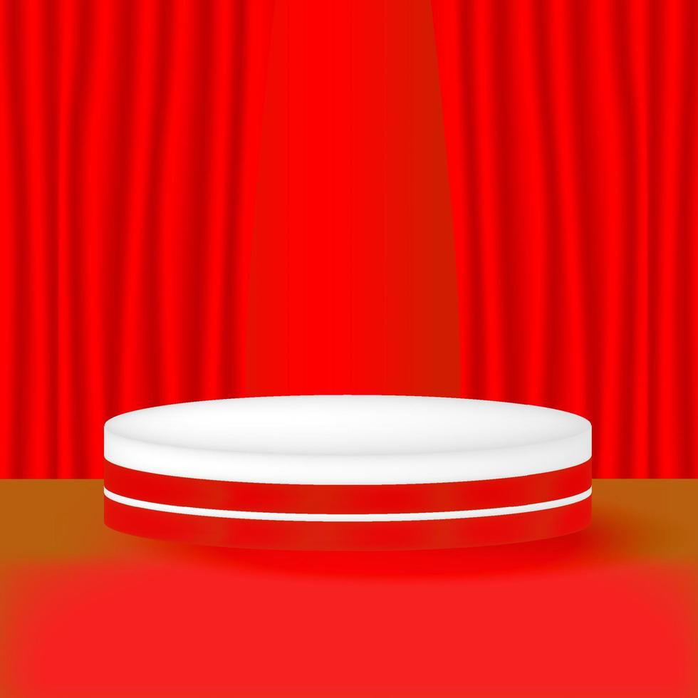 3d minimalist red blank podium display vector