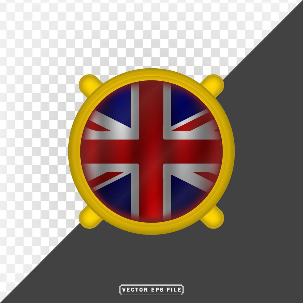 3d united kingdom nation country flag with border circle shield vector