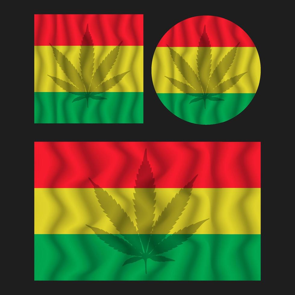 rastafari reggae cannabis marihuana wafing bandera 3d vector