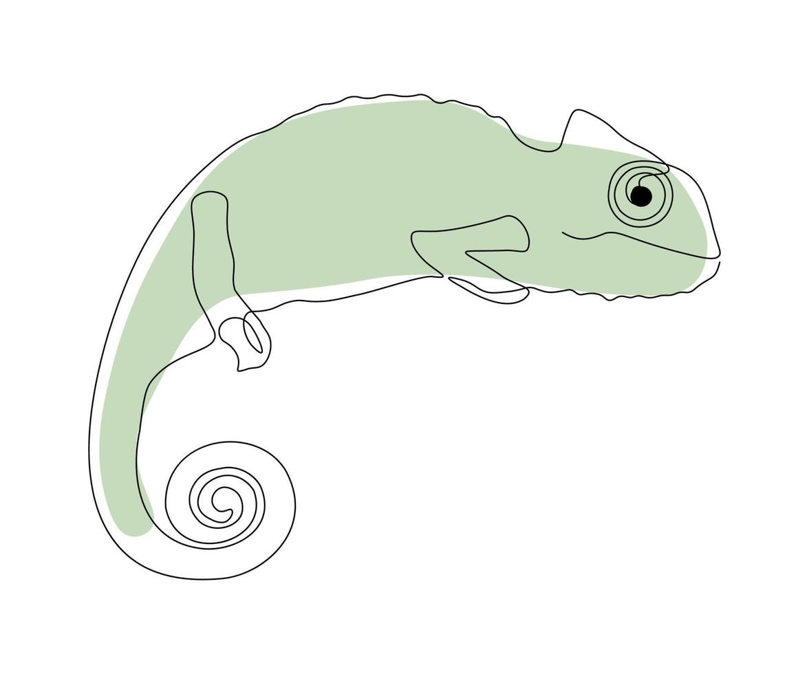 camaleón, lagartija, iguana, dibujado a mano, línea mono continua, arte de una línea, dibujo de contorno vector