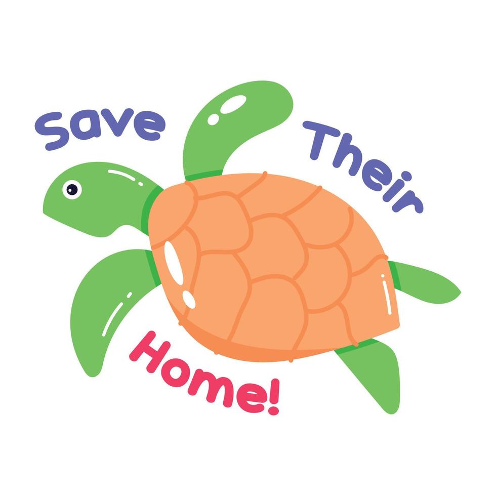 Trendy Save Turtle vector