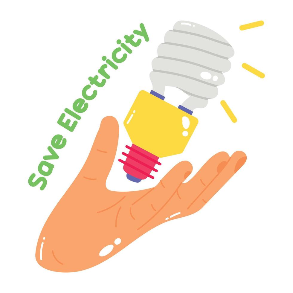 Trendy Save Electricity vector