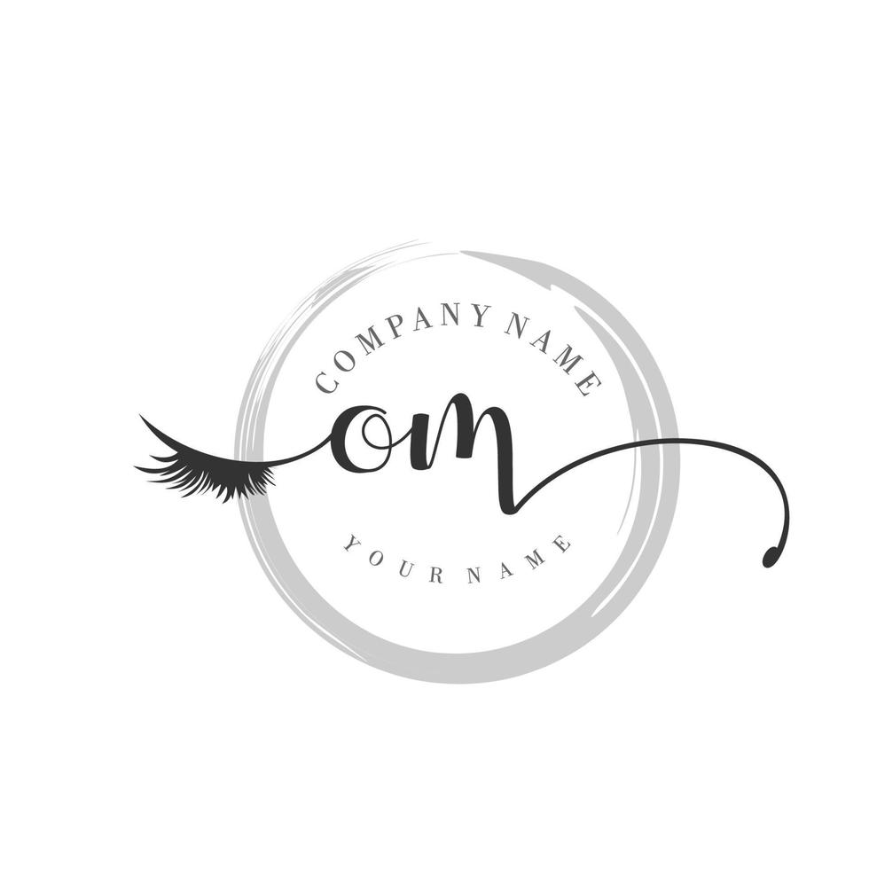 inicial om logo escritura salón de belleza moda moderno lujo monograma vector