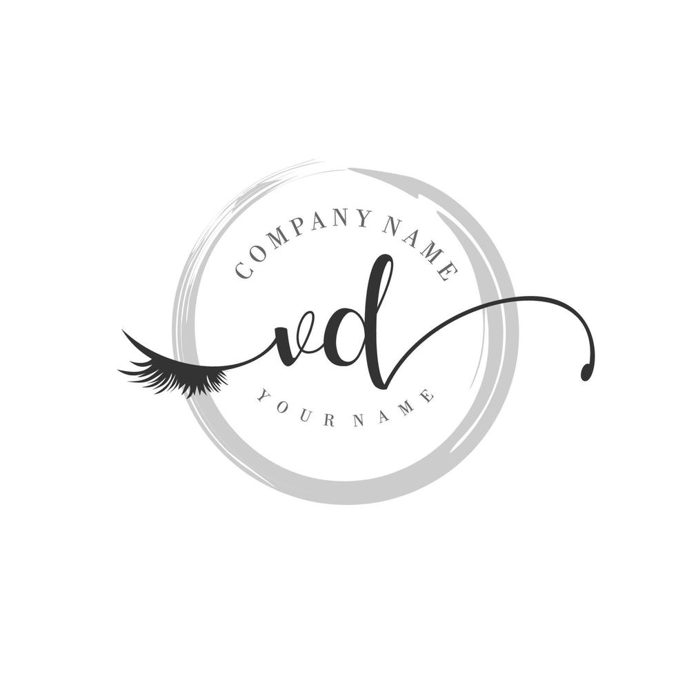 initial VD logo handwriting beauty salon fashion modern luxury monogram vector