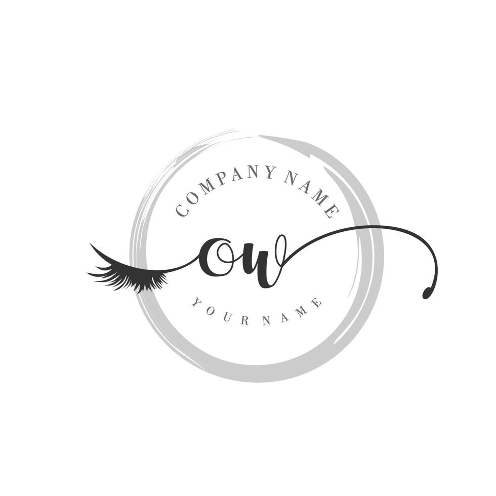 initial OW logo handwriting beauty salon fashion modern luxury monogram vector