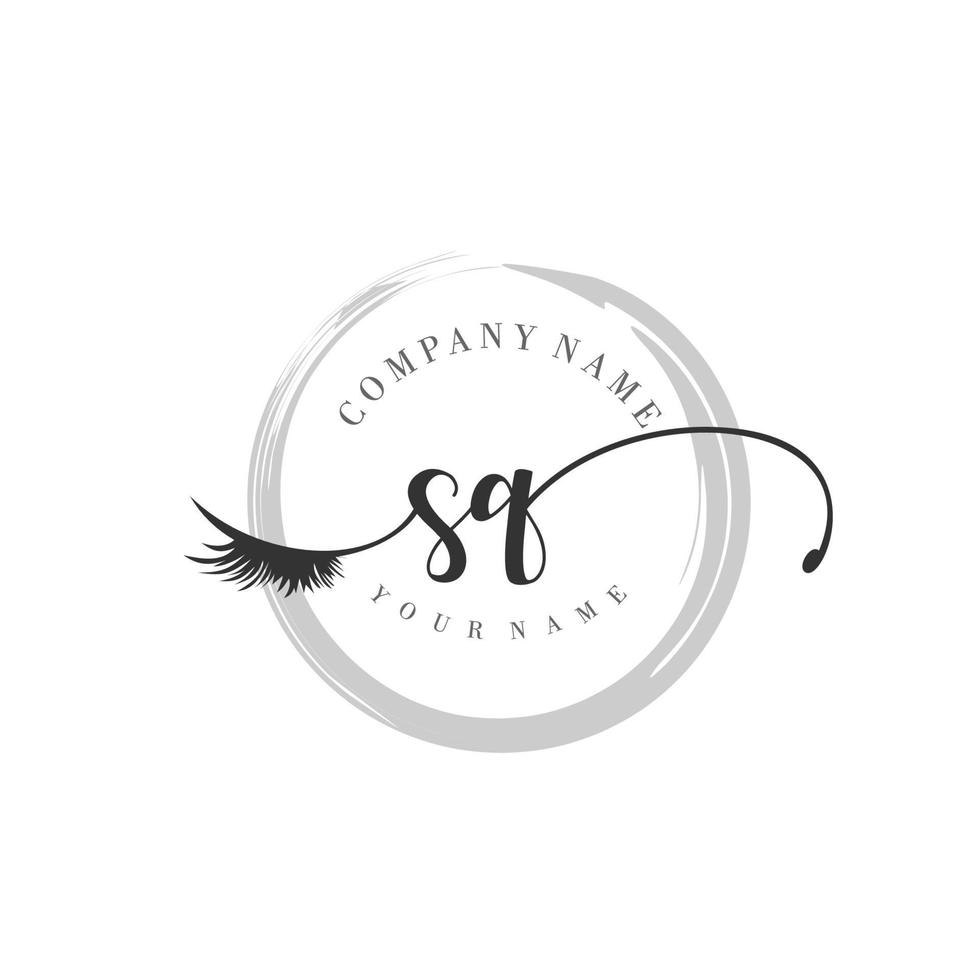 initial SQ logo handwriting beauty salon fashion modern luxury monogram vector
