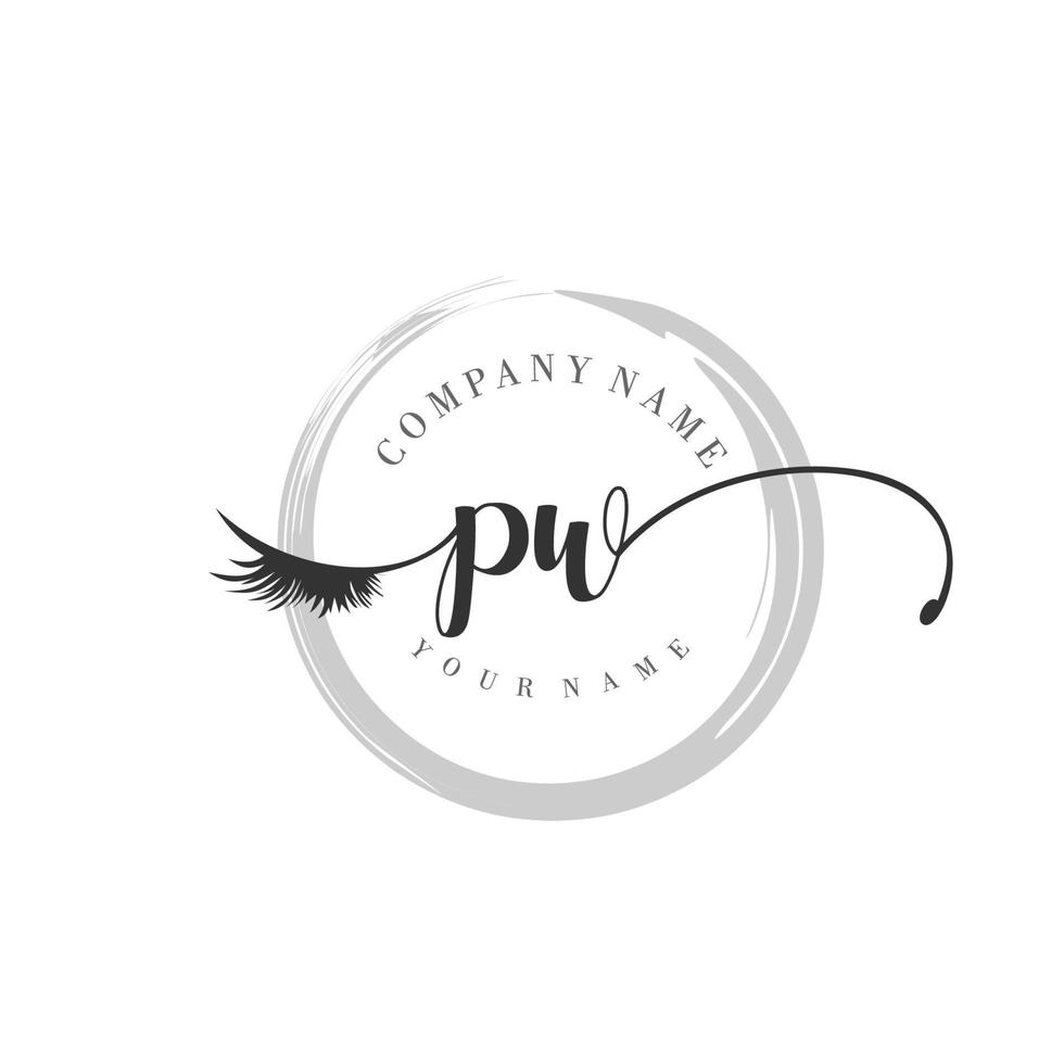 initial PW logo handwriting beauty salon fashion modern luxury monogram vector