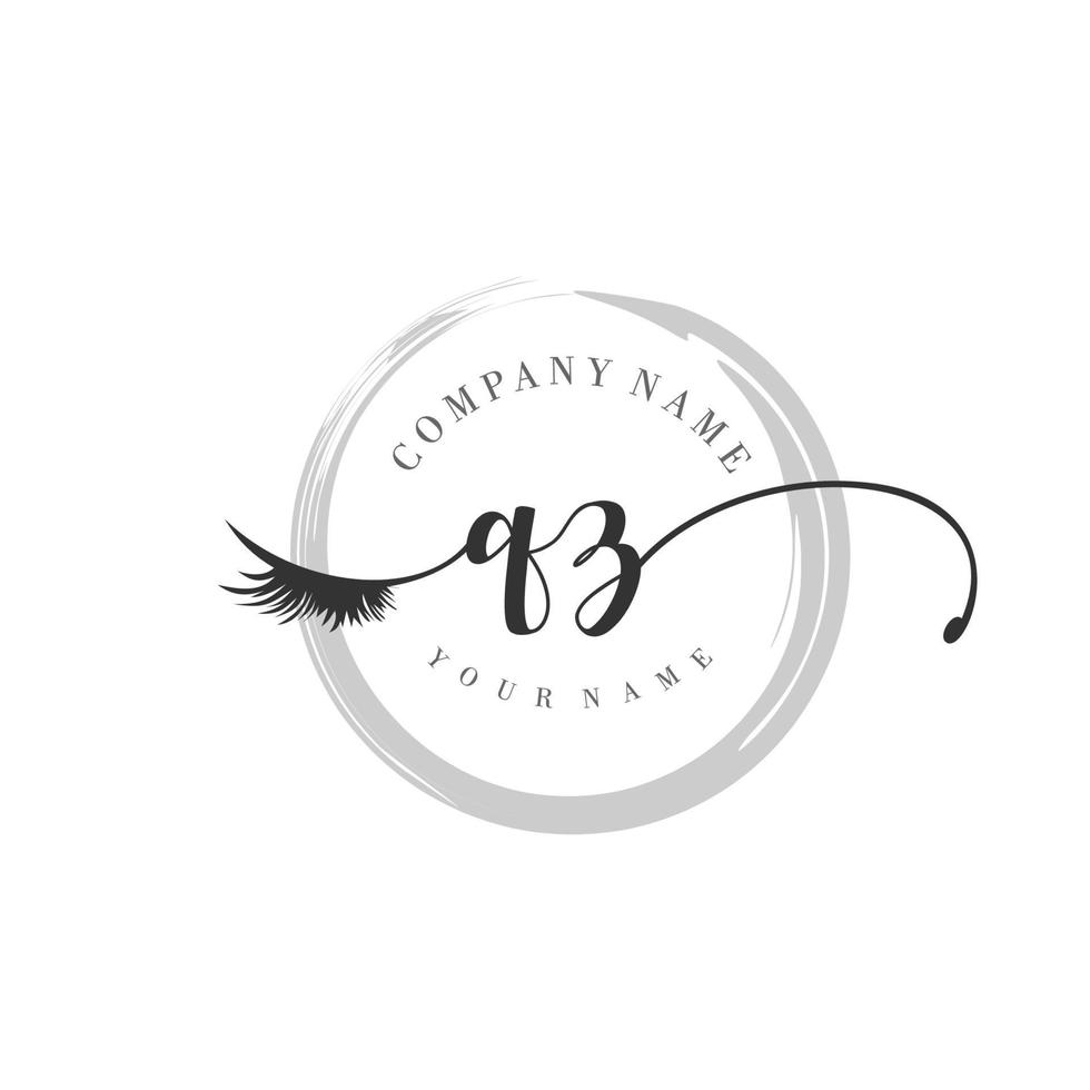 initial QZ logo handwriting beauty salon fashion modern luxury monogram vector