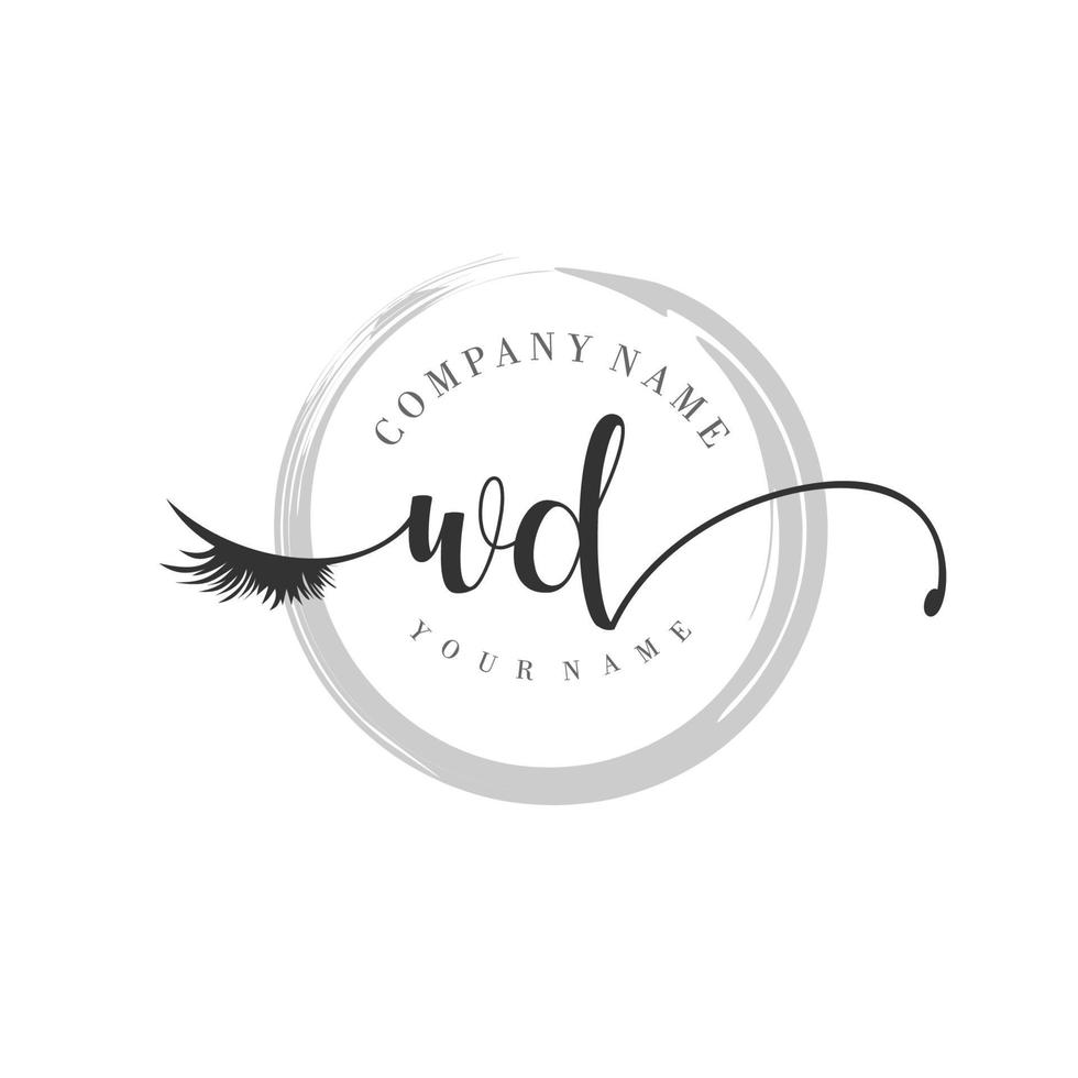 initial WD logo handwriting beauty salon fashion modern luxury monogram vector