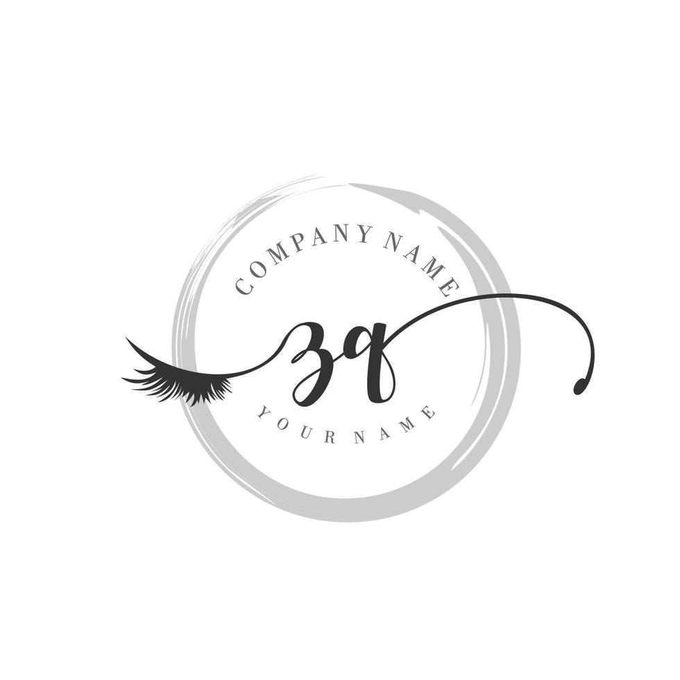 initial ZQ logo handwriting beauty salon fashion modern luxury monogram vector