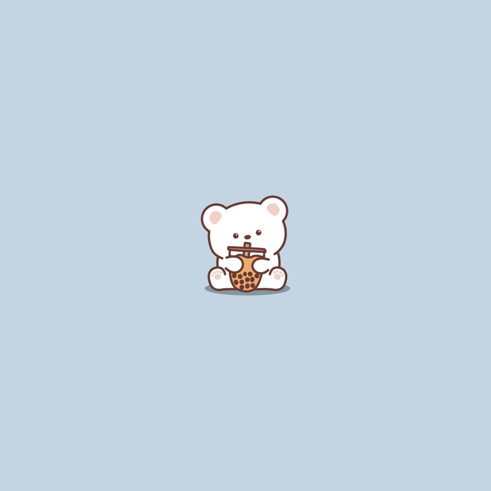 Cute polar bear with bubble tea cartoon, vector illustration 19029182 ...