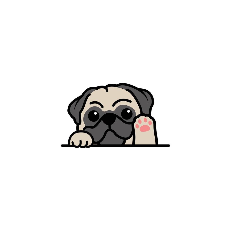 Cute dibujos animados de perro pug, ilustración vectorial vector