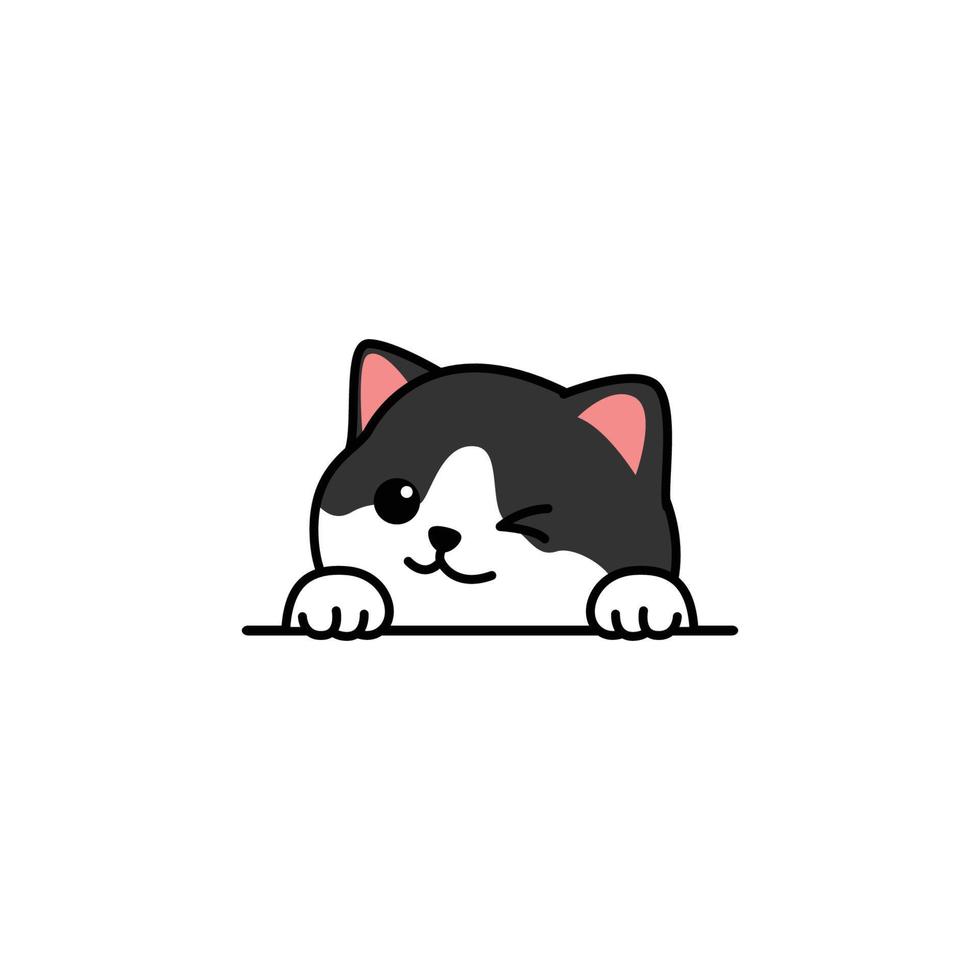 Cute cat peeking and winking eye cartoon, vector illustration 19029227