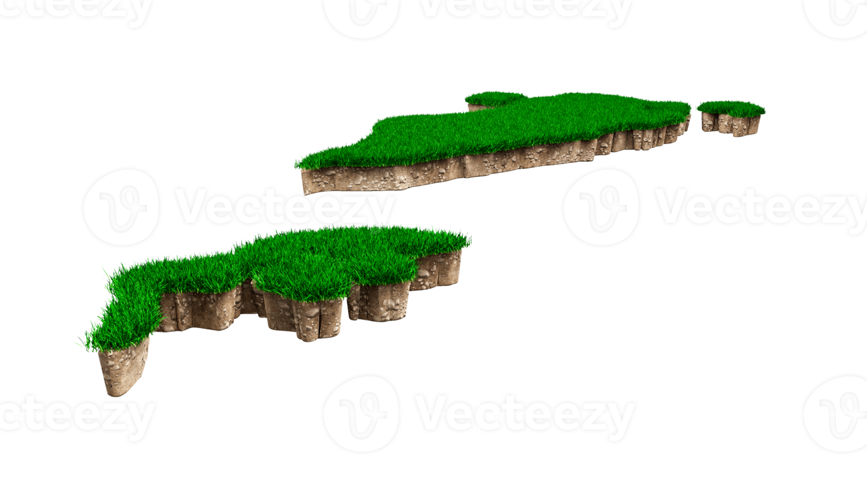 Bahrein kaart bodem land geologie dwarsdoorsnede met groen gras en rotsgrond textuur 3d illustratie png