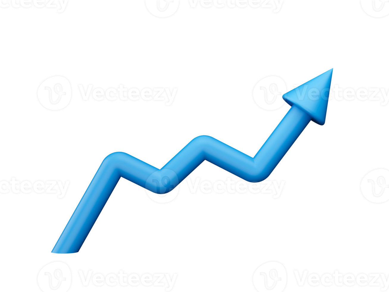 Round Growth Arrow. Up blue shiny 3d graphs. 3d illustration isolated png