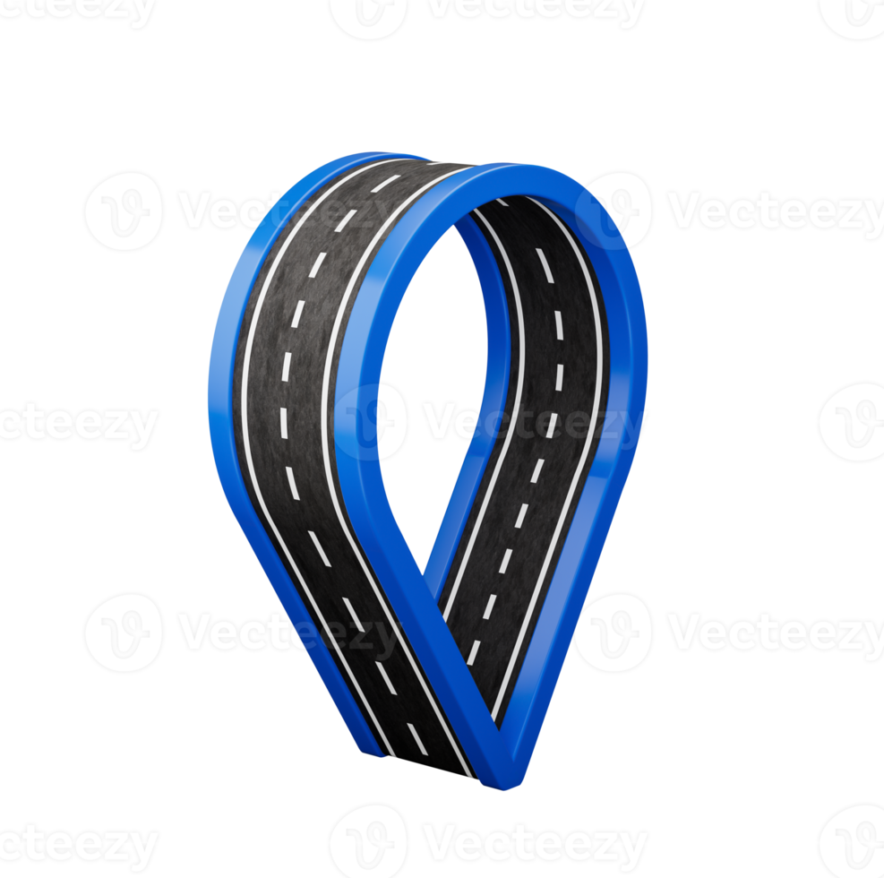 Blue Location Map pin icon made with asphalt Track Road 3d illustration png