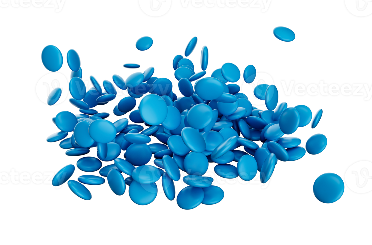 Blue Color Chocolate Candy Gems on 3d illustration png