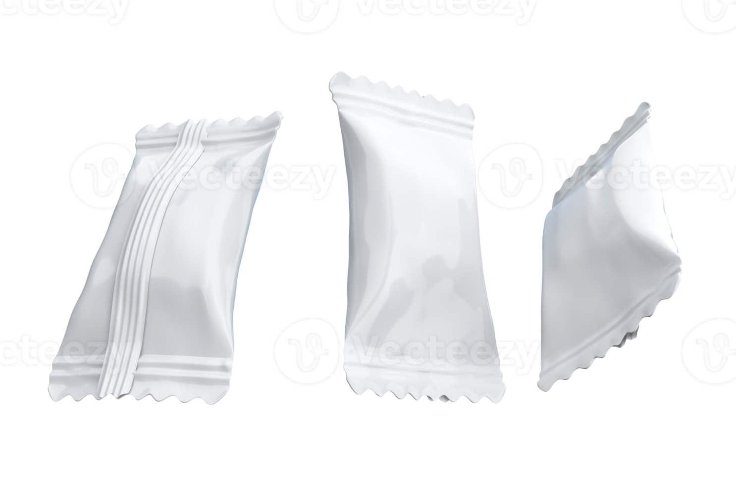 vliegende snoeppapiertje verpakking wit polyethyleen pakket, snackbar 3d illustratie png