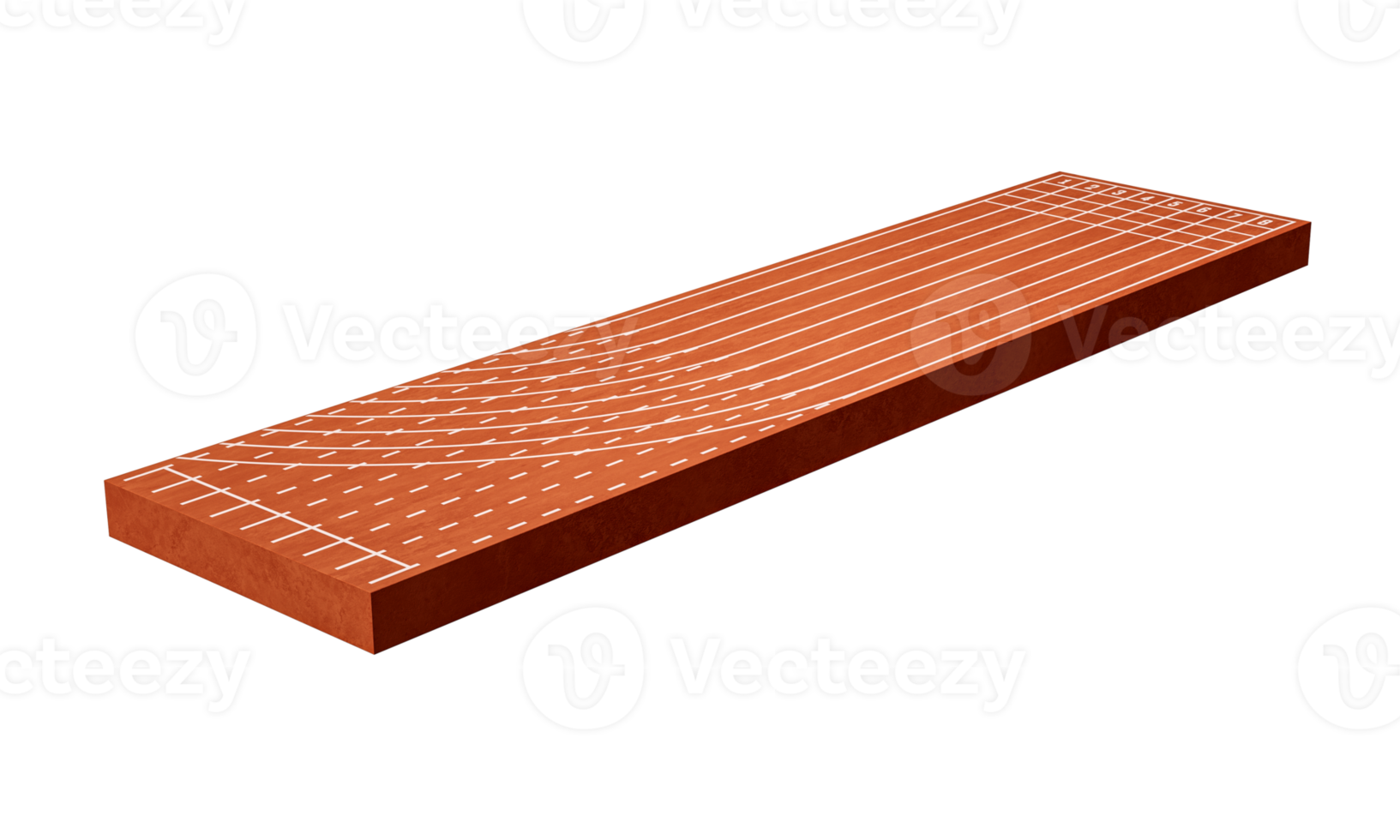 Running track on stadium with lane and numbers 3D cross section with running track, 3D Illustration cut away with empty sport track isolated png