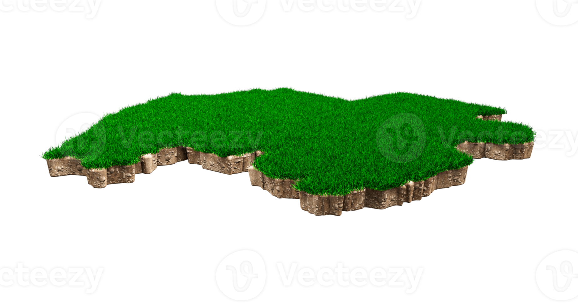 Gabon kaart bodem land- geologie kruis sectie met groen gras en rots structuur 3d illustratie png