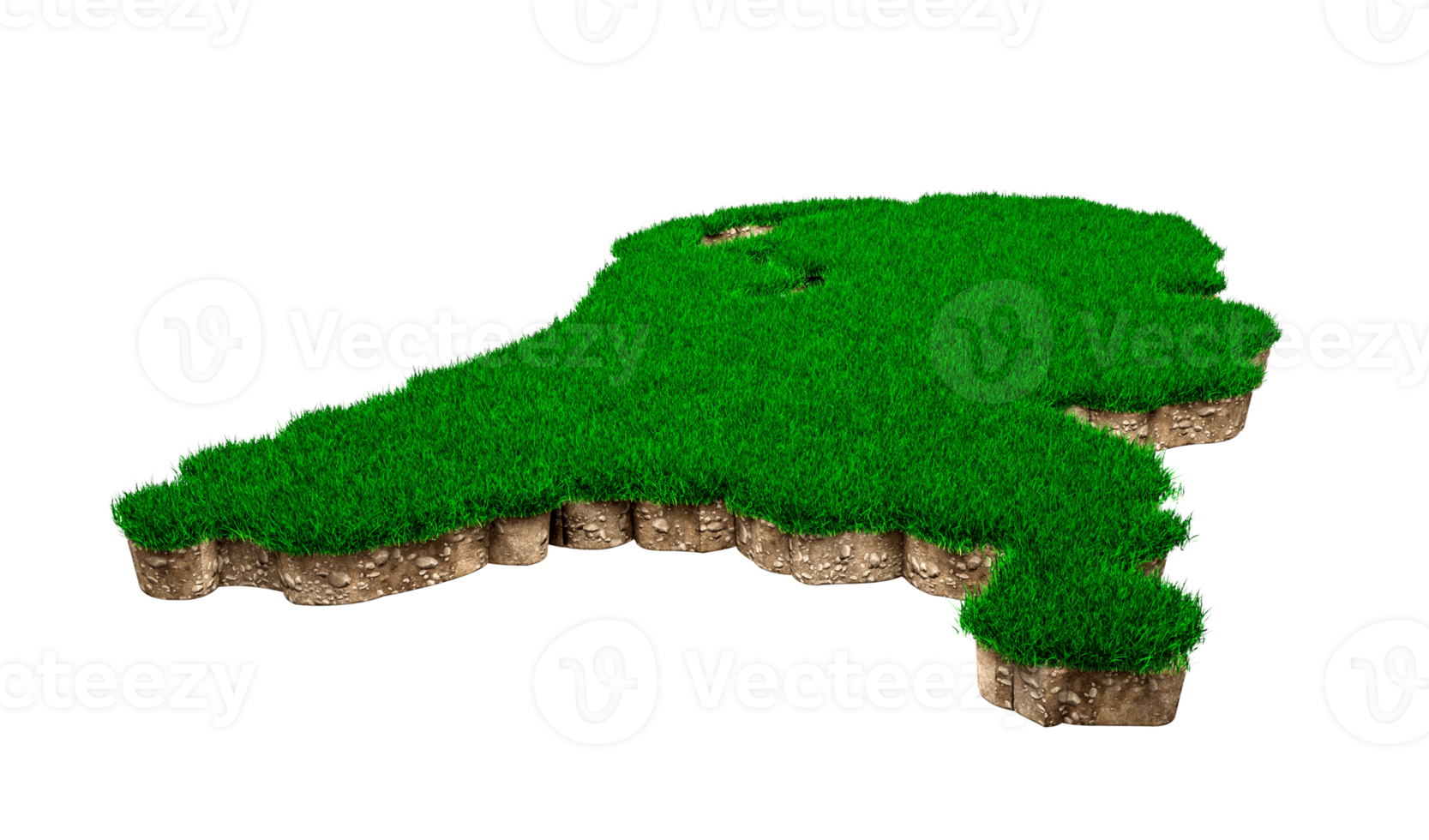 Holanda mapa solo geologia terra seção transversal com grama verde ilustração 3d png