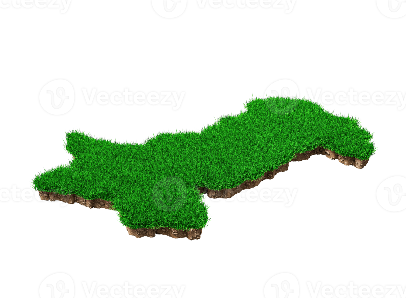 pakistan mappa suolo geologia sezione trasversale con erba verde e struttura rocciosa 3d illustrazione png