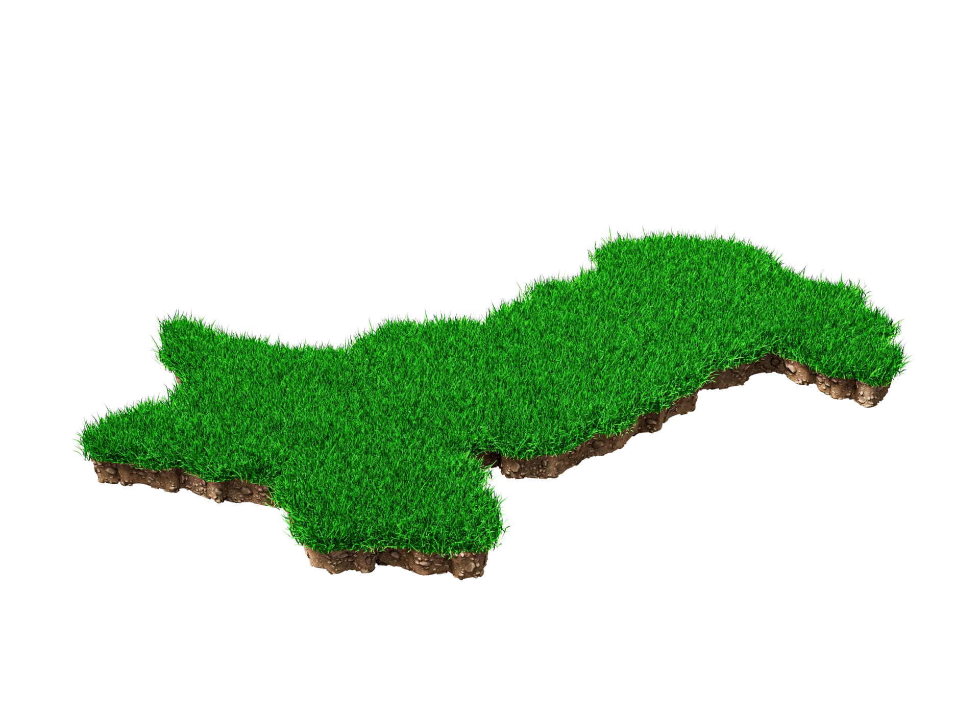 Pakistan Map soil land geology cross section with green grass and Rock