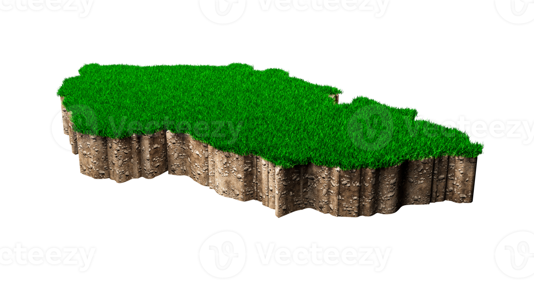 república checa mapa suelo tierra geología sección transversal con hierba verde y suelo de roca ilustración 3d png