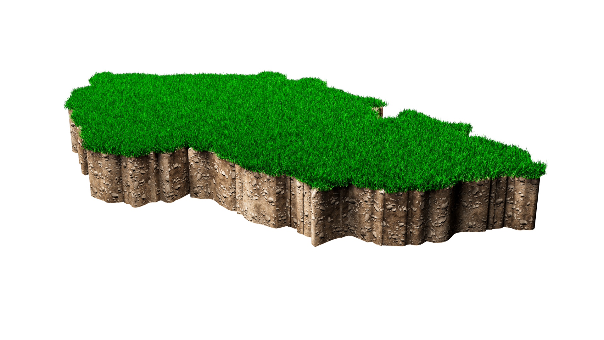 Czech Republic Map soil land geology cross section with green grass and