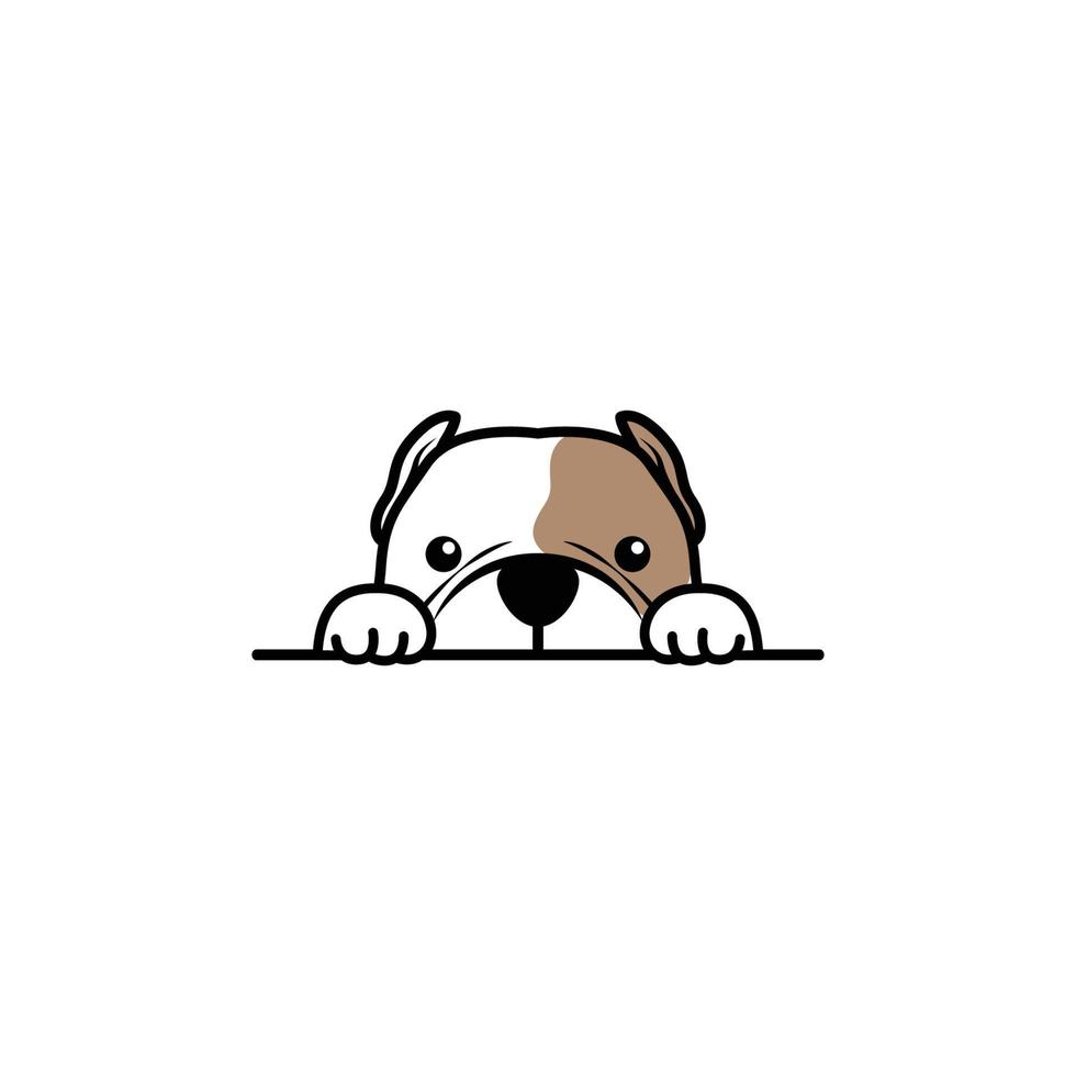 Cute american bully dog peeking cartoon, ilustración vectorial vector