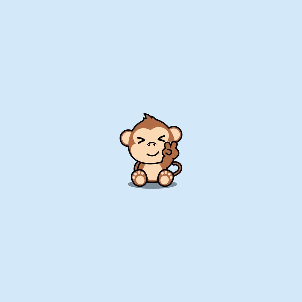 Cute monkey sitting cartoon, vector illustration