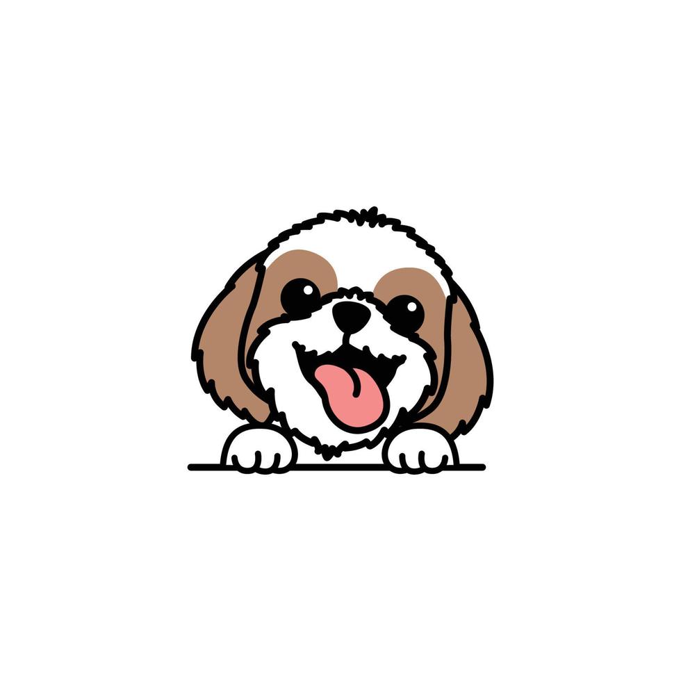 divertido, shih tzu, perro, caricatura, vector, ilustración vector