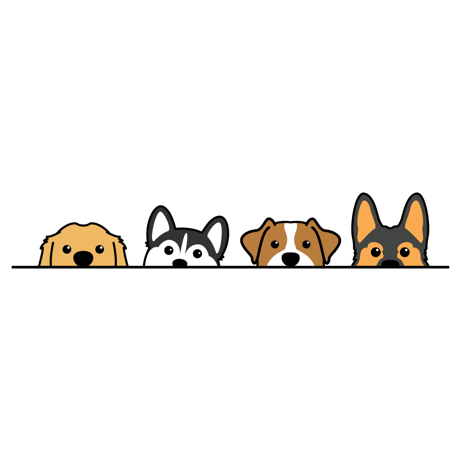 Cute dogs peeking cartoon, vector illustration 19029375 Vector Art at