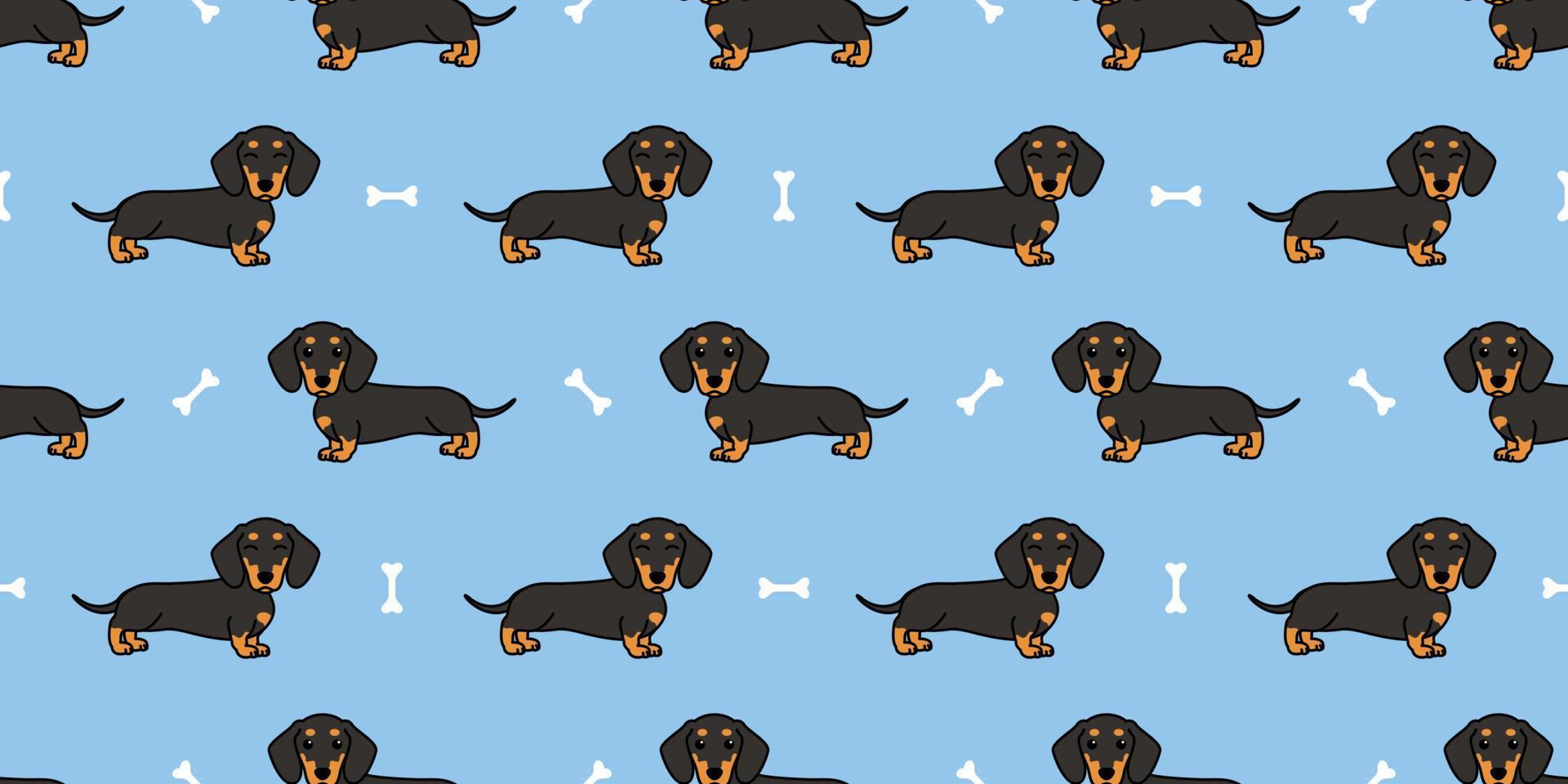 Cute dachshund dog cartoon seamless pattern, vector illustration