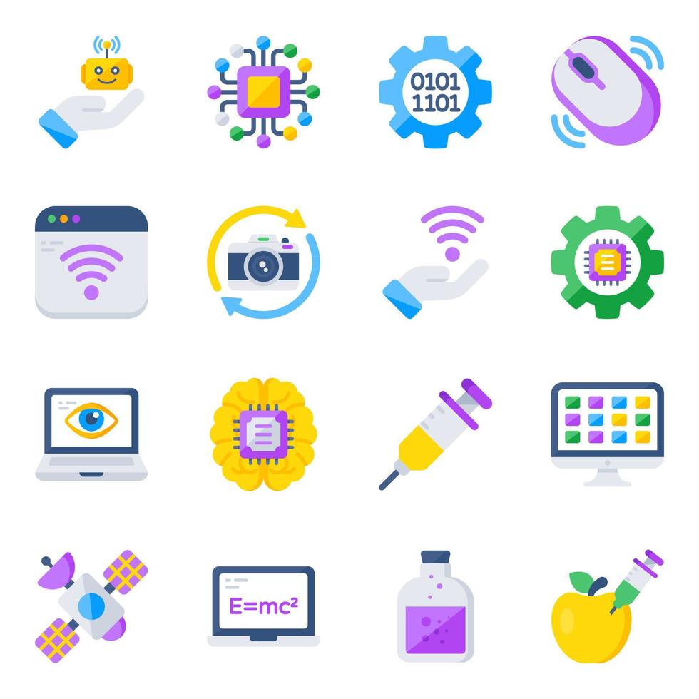 Pack of Science and Medical Flat Icons vector