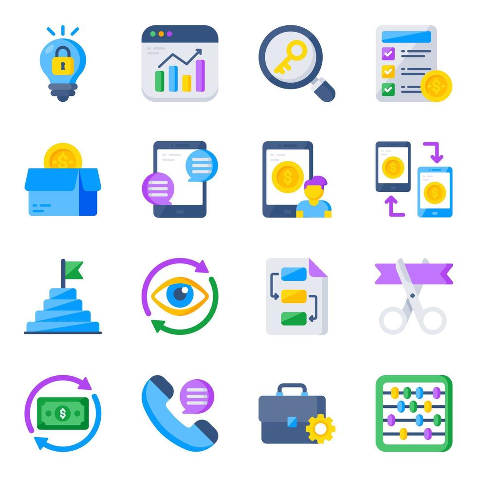 Pack of Business Flat Icons vector
