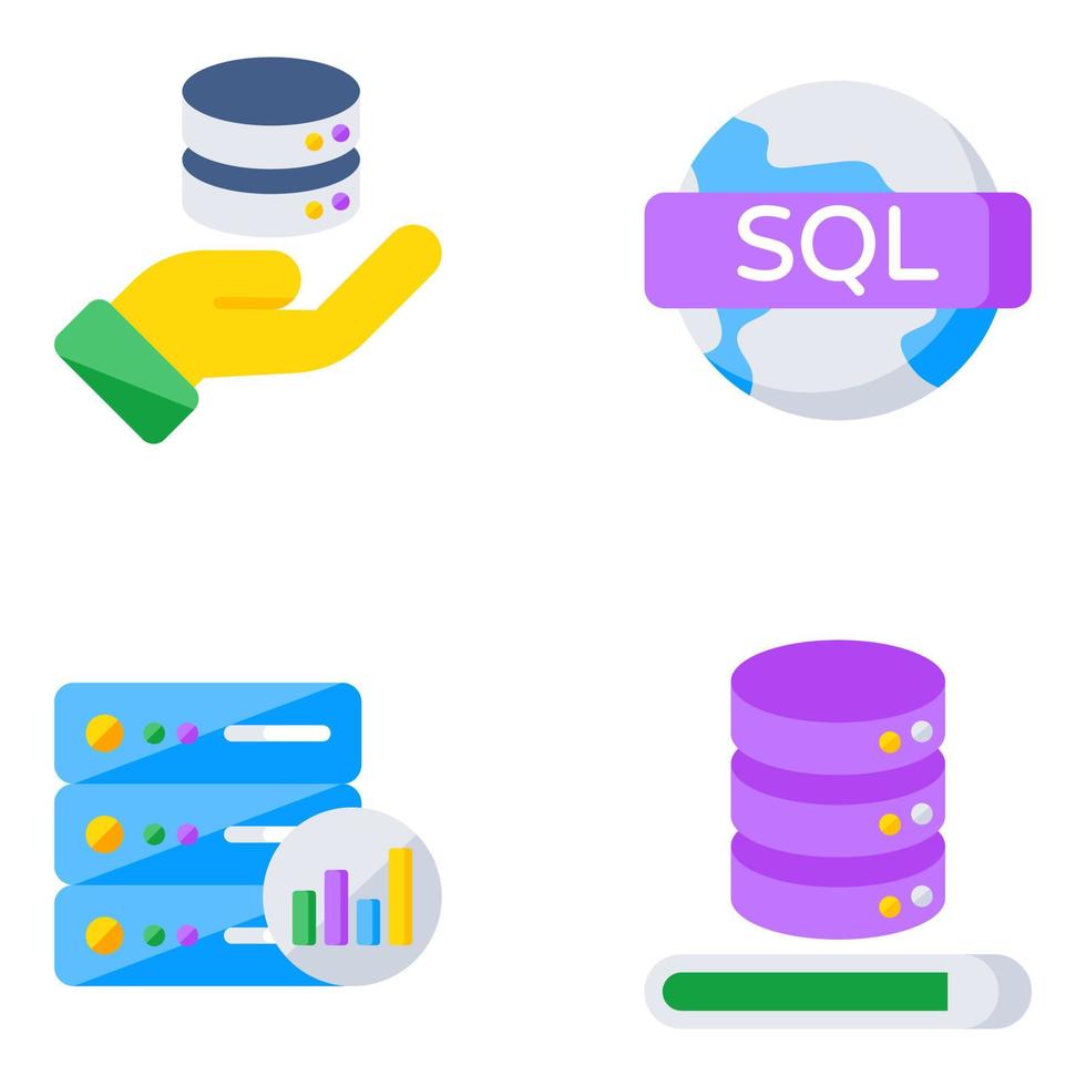 Pack of Server and Database Flat Icons 19029489 Vector Art at Vecteezy