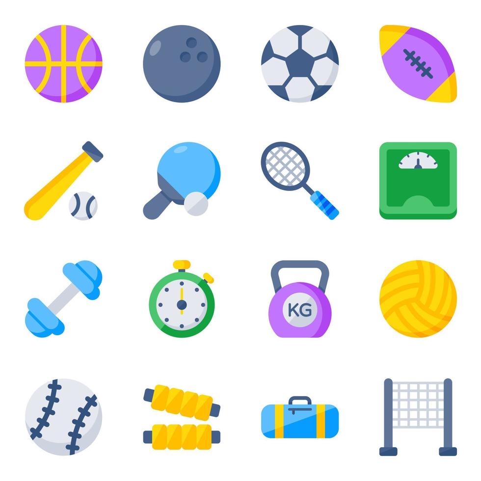 paquete de iconos planos deportivos vector