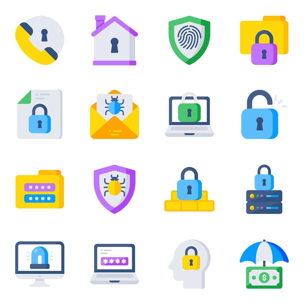 Pack of Safety Flat Icons vector