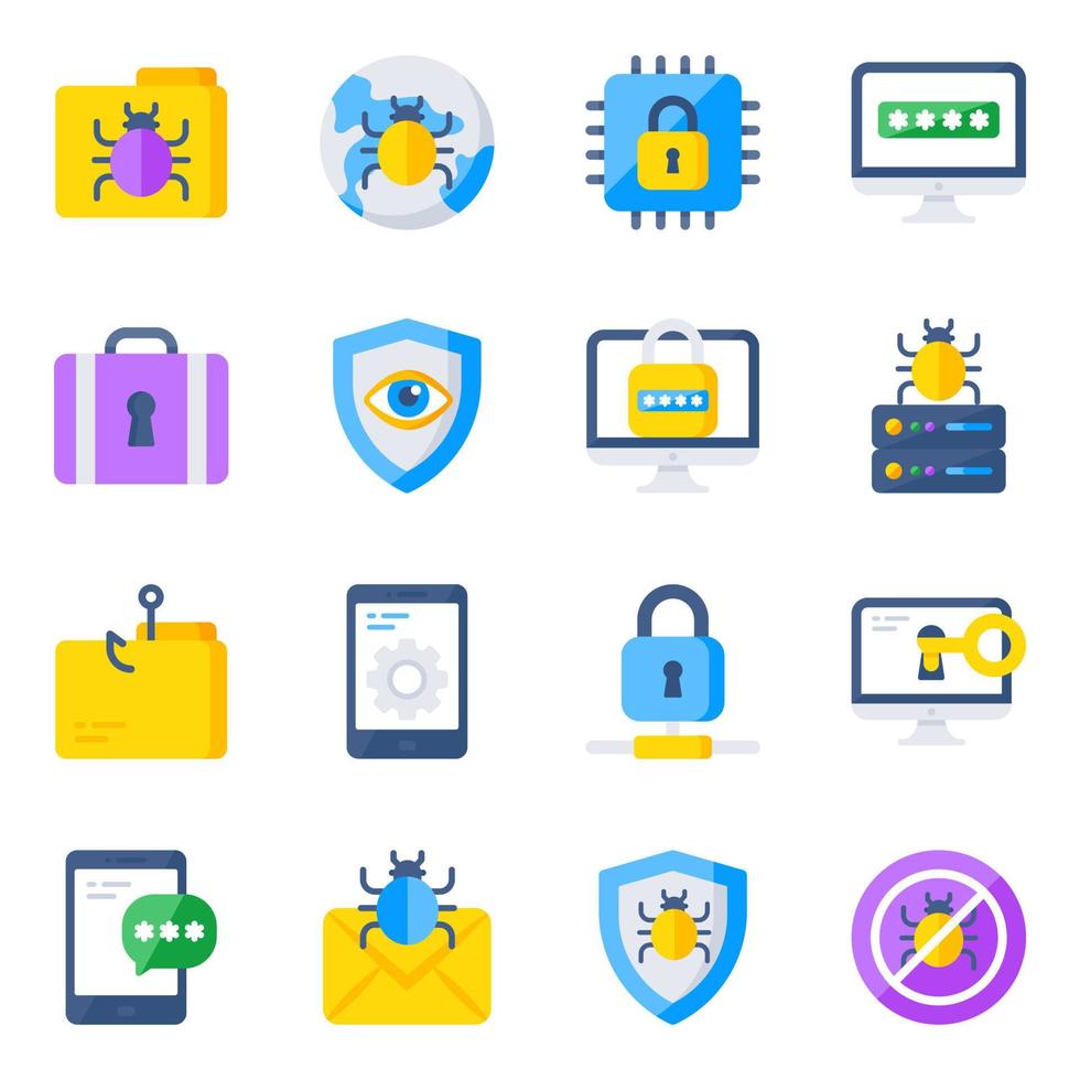 Pack of Encryption Flat Icons vector
