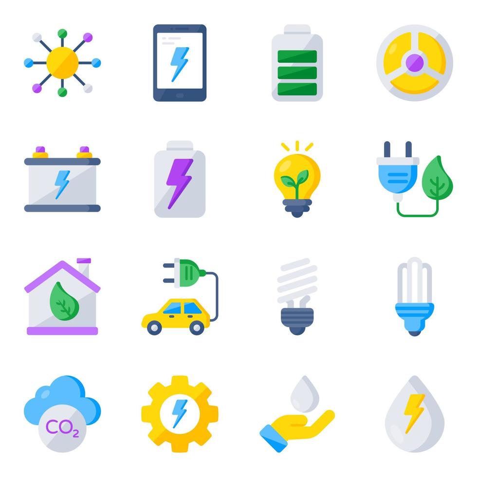 Pack of Ecology Flat Icons vector