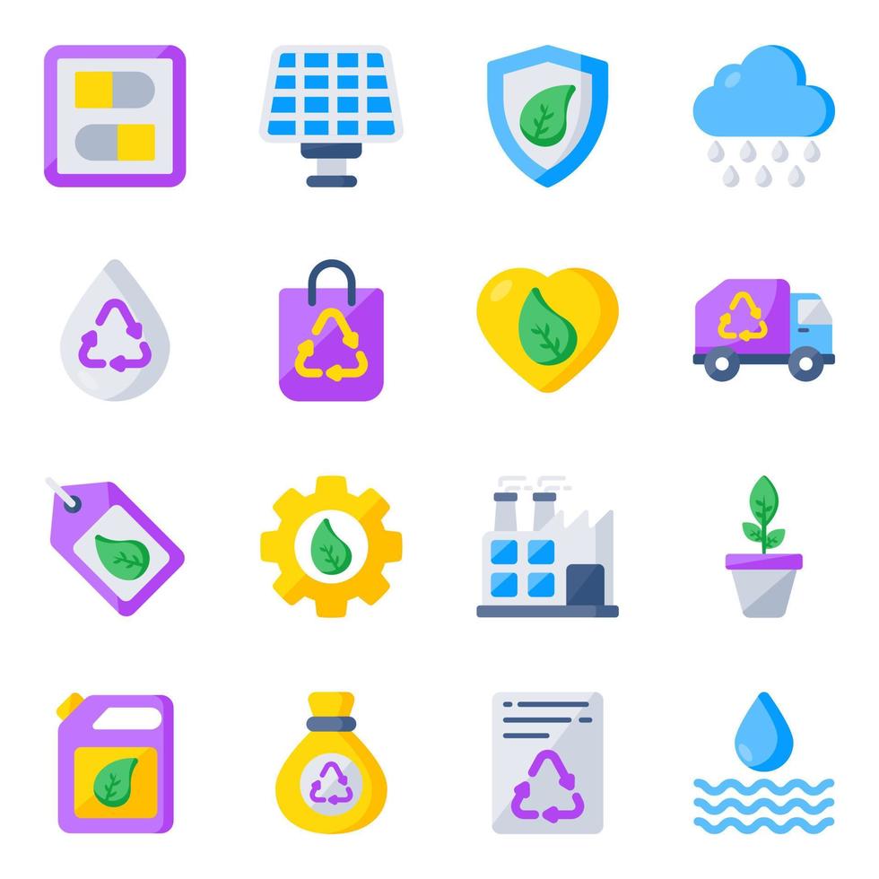 Pack of Ecology and Nature Flat Icons vector