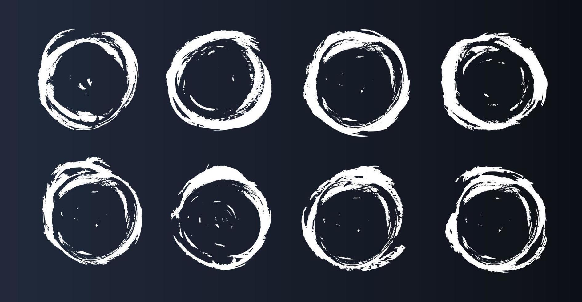 Grunge circle frame on black background. vector
