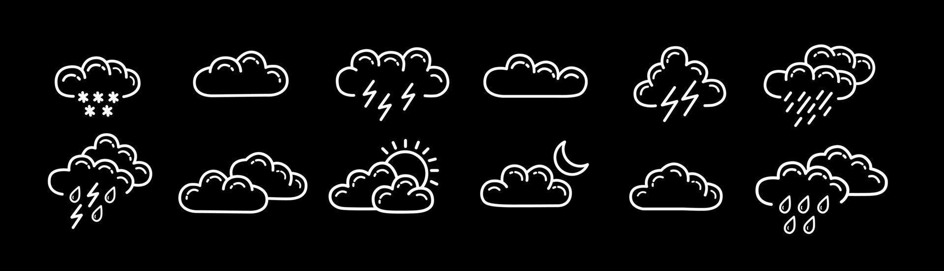 Weather icons, Meteorology. Sky condition prediction. Vector illustration